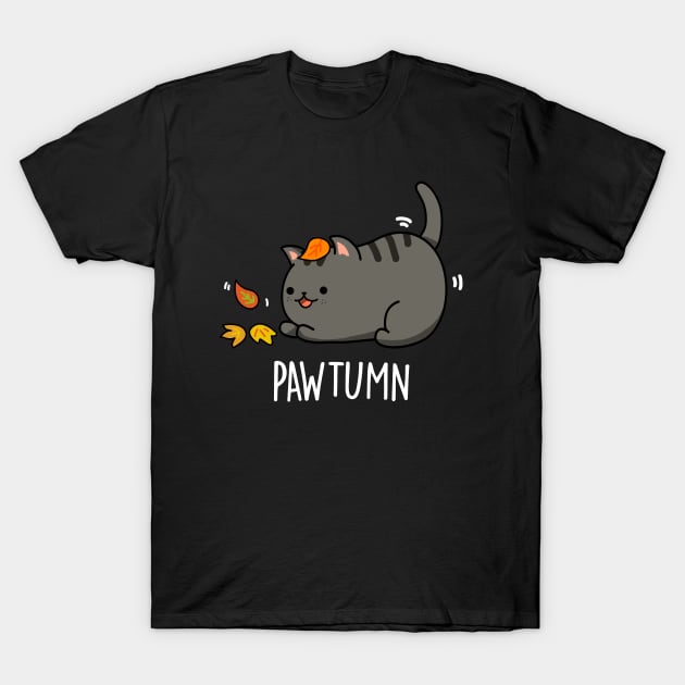 Pawtumn Cute Cat Autum Pun T-Shirt by punnybone